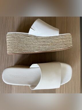 Princess Polly Cream Espadrille Platform Slide